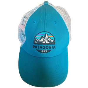 Patagonia One Size Embroidered Logo Mesh Back Cap Blue Trucker Snapback, Hat